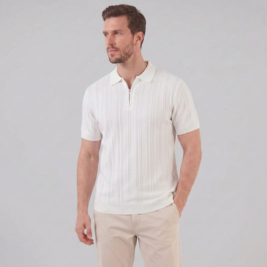 Herren Baumwollpoloshirt mit Reißverschluss Slim Fit | Noah_1
