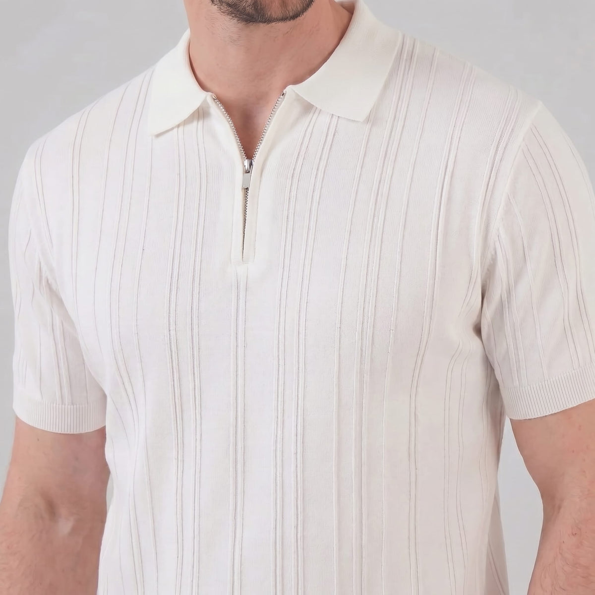 Herren Baumwollpoloshirt mit Reißverschluss Slim Fit | Noah_4