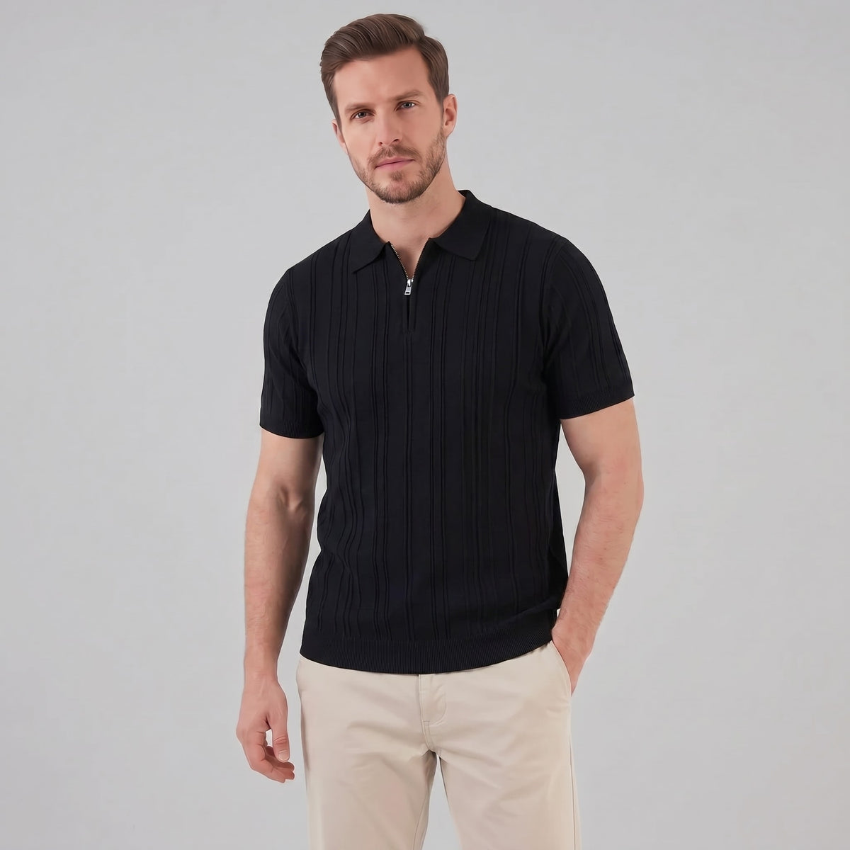 Herren Baumwollpoloshirt mit Reißverschluss Slim Fit | Noah_6