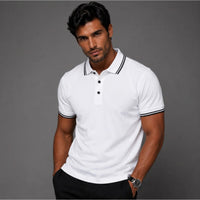 Herren Baumwoll-Poloshirt mit Kontraststreifen | Mattis