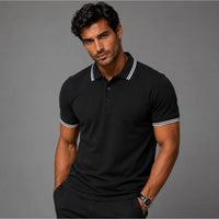 Herren Baumwoll-Poloshirt mit Kontraststreifen | Mattis