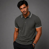 Herren Baumwoll-Poloshirt mit Kontraststreifen | Mattis