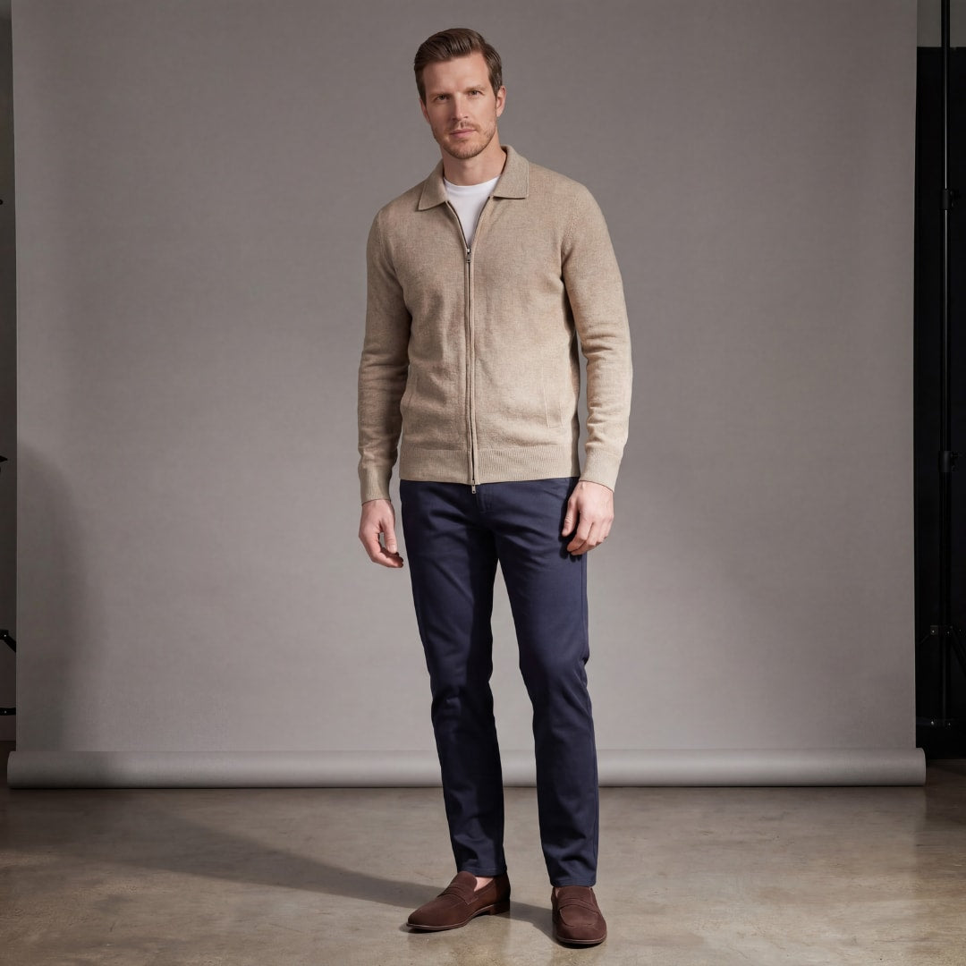 Herren Strickjacke mit Hemdkragen und Reißverschluss | Veit