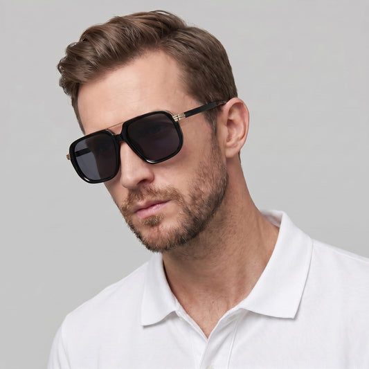 Herren Sonnenbrille eckig mit goldenem Doppelsteg | Hartmut_1