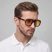 Herren Sonnenbrille eckig mit goldenem Doppelsteg | Hartmut