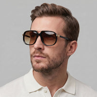 Herren Sonnenbrille eckig mit goldenem Doppelsteg | Hartmut