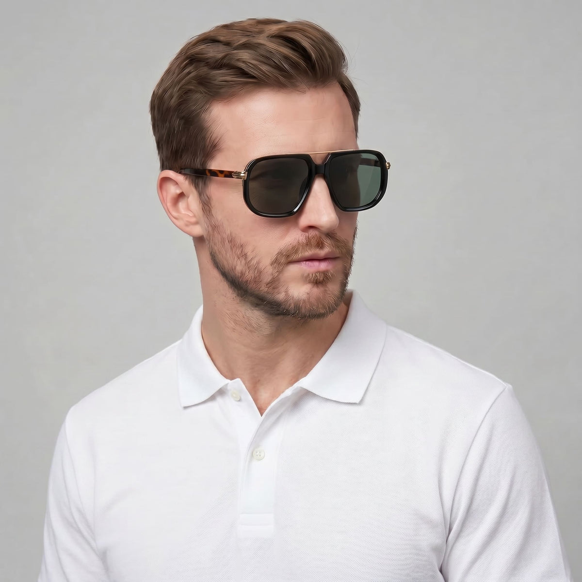 Herren Sonnenbrille eckig mit goldenem Doppelsteg | Hartmut
