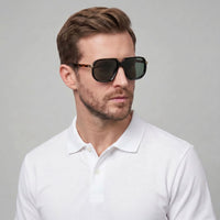 Herren Sonnenbrille eckig mit goldenem Doppelsteg | Hartmut