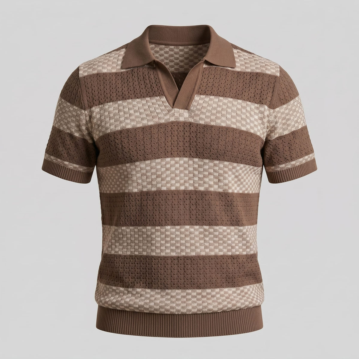 Herren Strickpoloshirt mit Jacquardstreifen | Günter_11