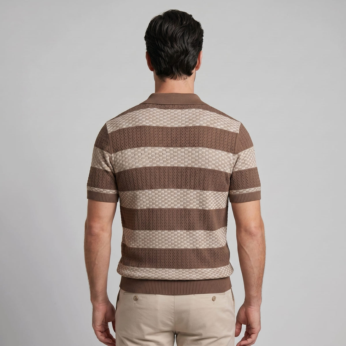 Herren Strickpoloshirt mit Jacquardstreifen | Günter