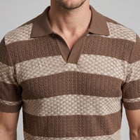Herren Strickpoloshirt mit Jacquardstreifen | Günter