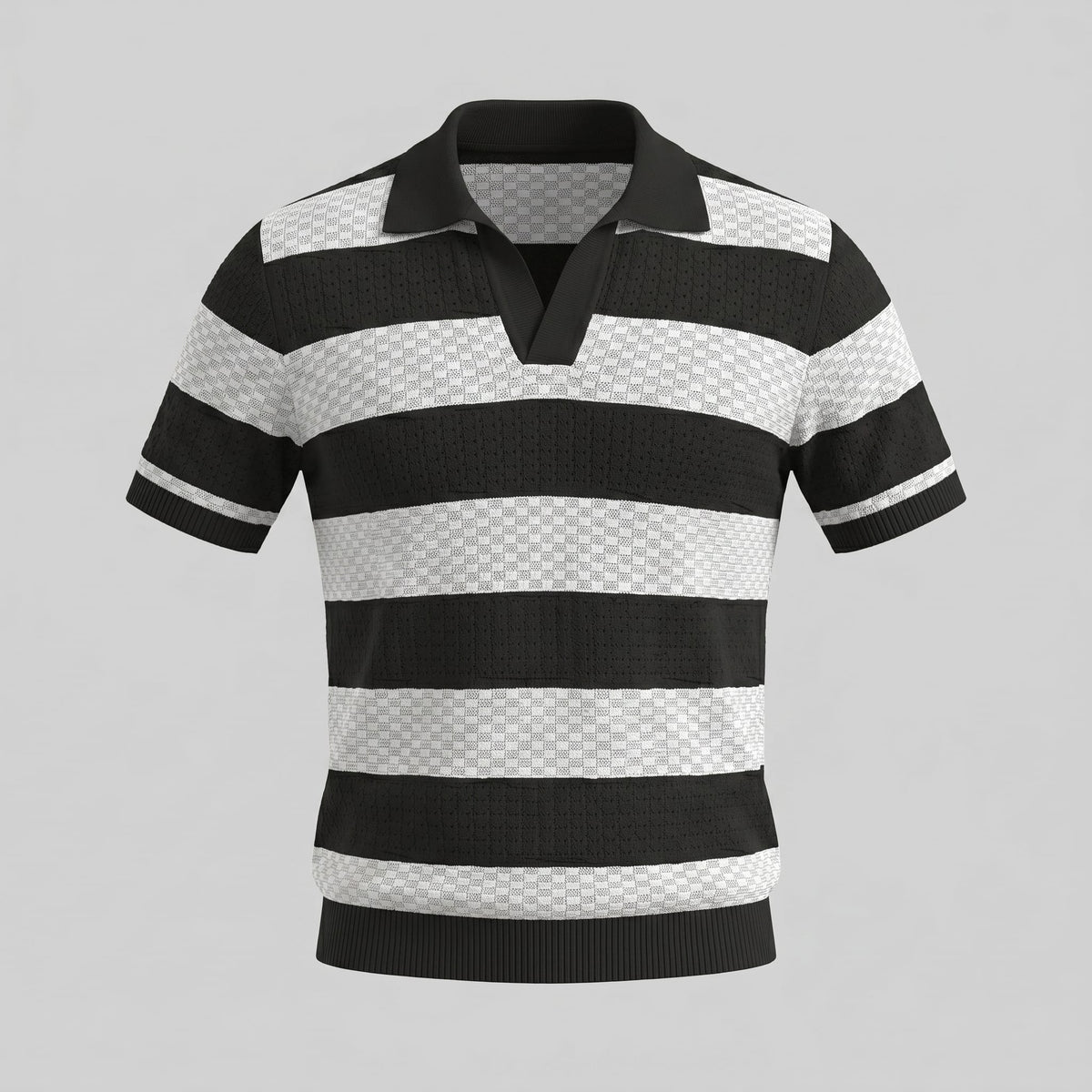 Herren Strickpoloshirt mit Jacquardstreifen | Günter