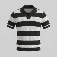 Herren Strickpoloshirt mit Jacquardstreifen | Günter