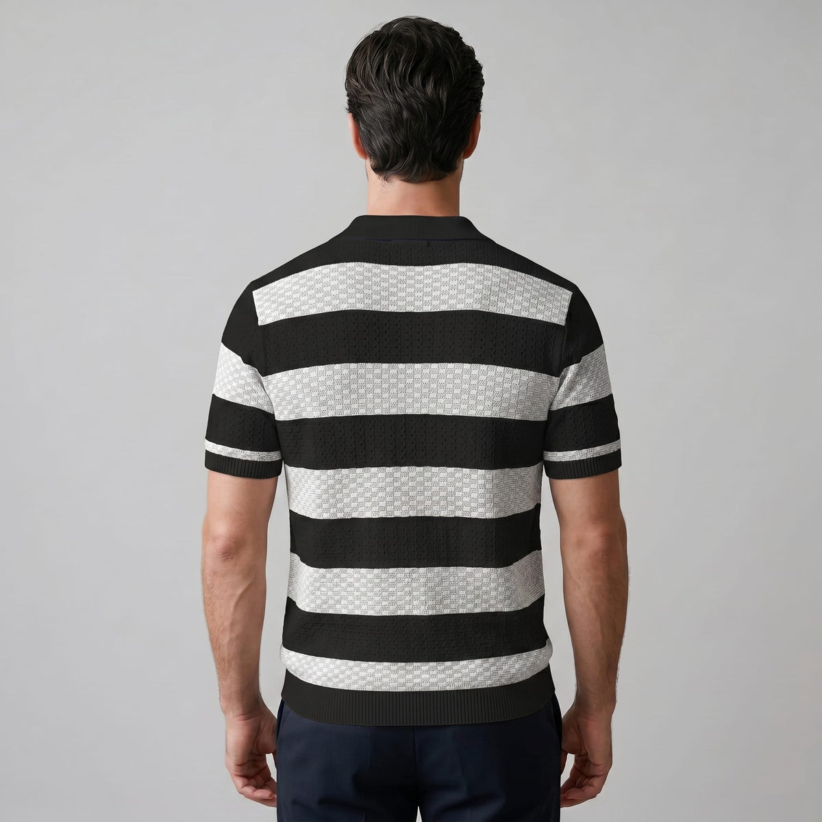 Herren Strickpoloshirt mit Jacquardstreifen | Günter