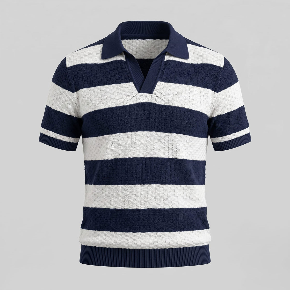 Herren Strickpoloshirt mit Jacquardstreifen | Günter