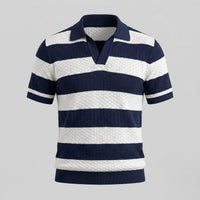 Herren Strickpoloshirt mit Jacquardstreifen | Günter