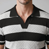 Herren Strickpoloshirt mit Jacquardstreifen | Günter