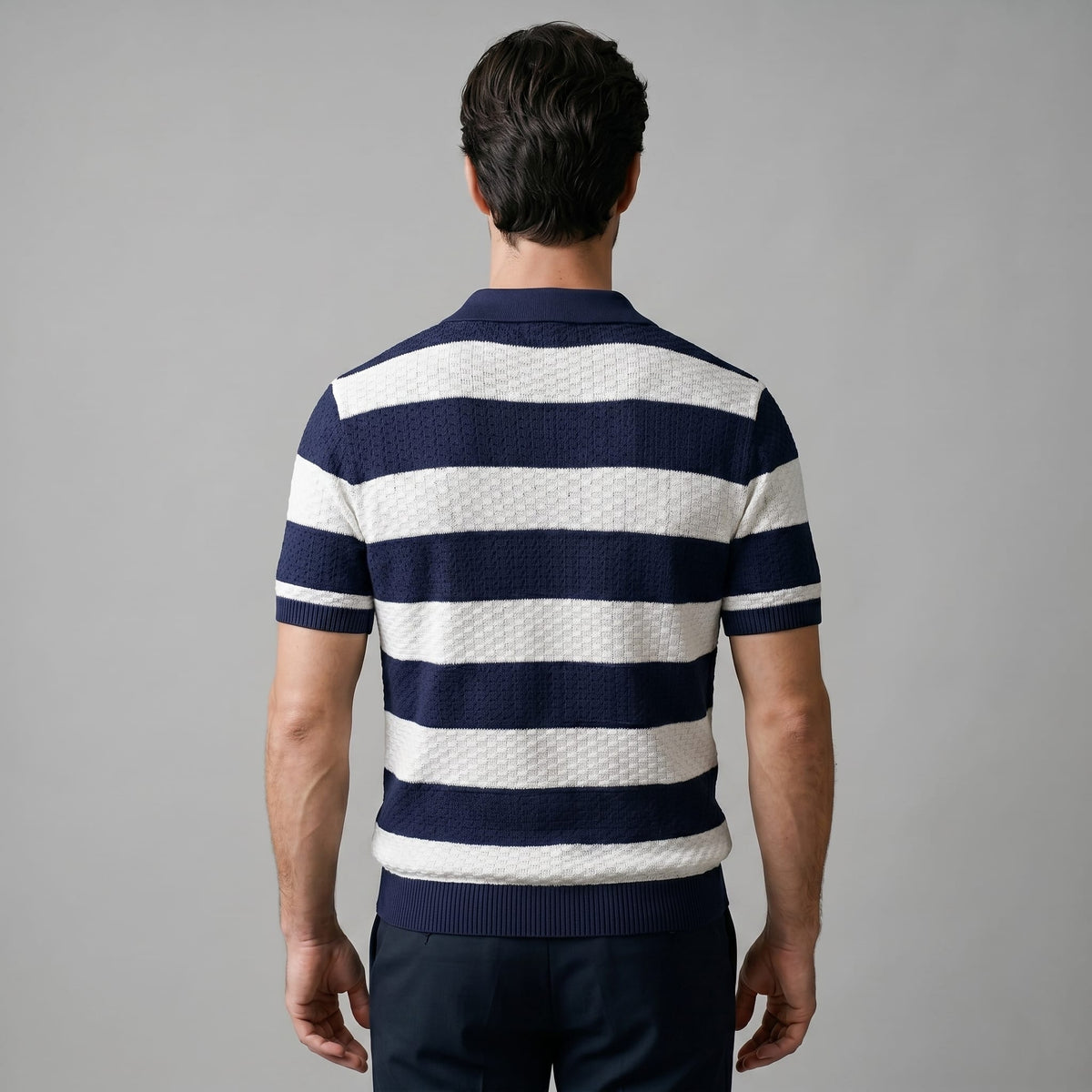 Herren Strickpoloshirt mit Jacquardstreifen | Günter_4