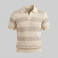 Herren Strickpoloshirt mit Jacquardstreifen | Günter