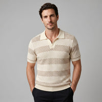 Herren Strickpoloshirt mit Jacquardstreifen | Günter