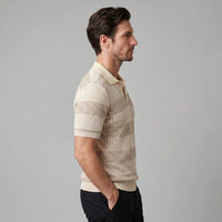 Herren Strickpoloshirt mit Jacquardstreifen | Günter