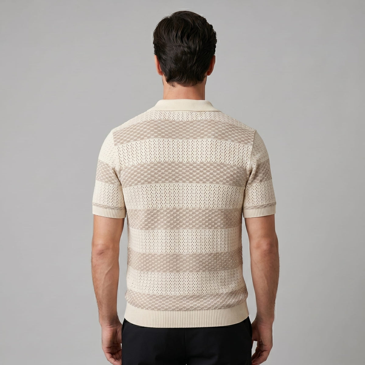 Herren Strickpoloshirt mit Jacquardstreifen | Günter