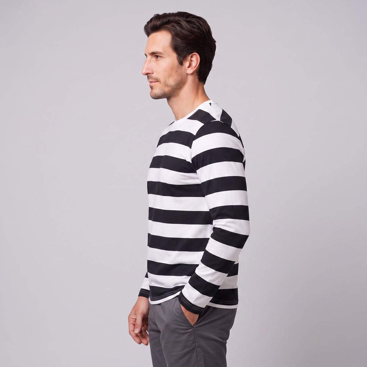 Herren Streifenshirt Langarm mit Rundhalsausschnitt | Roland_2