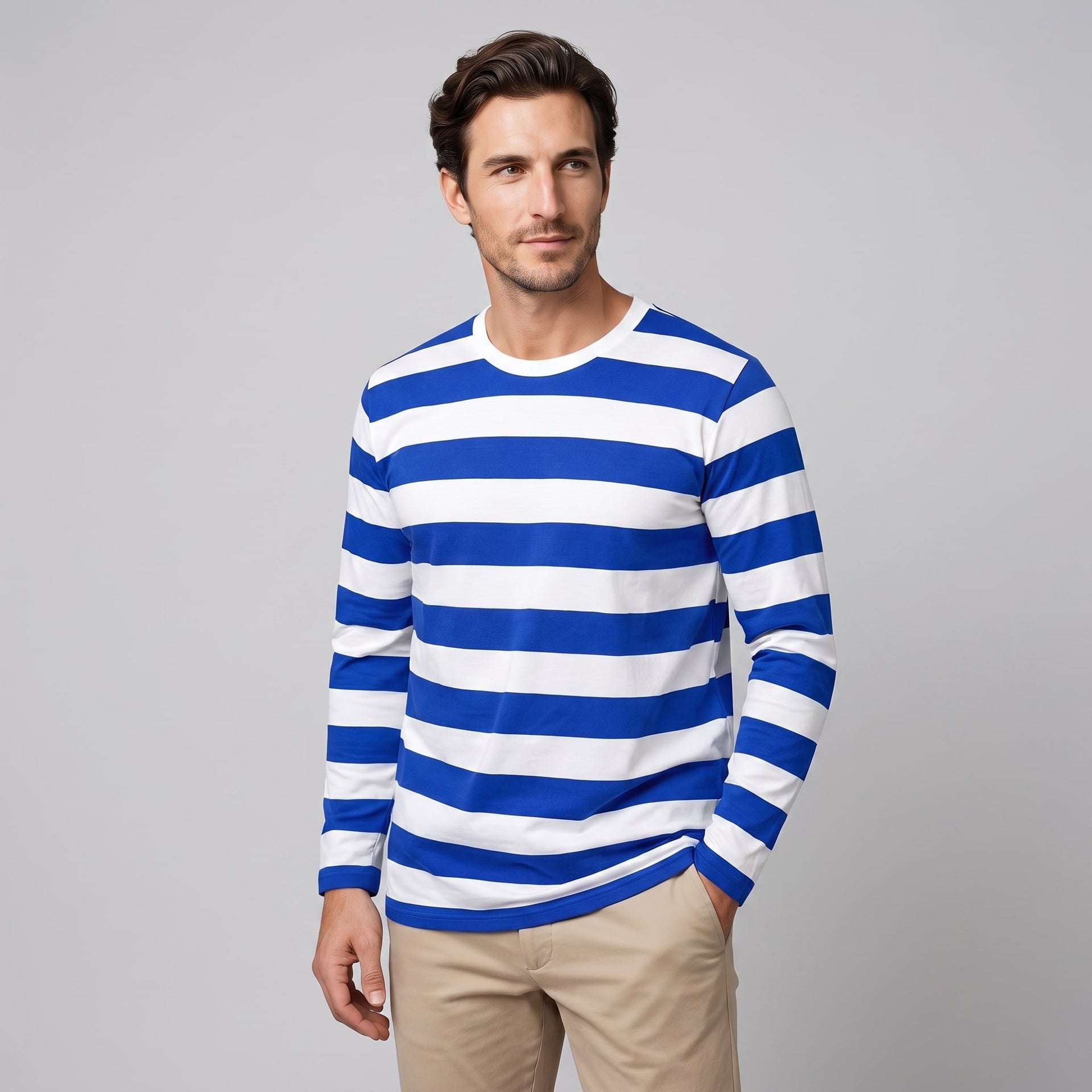 Herren Streifenshirt Langarm mit Rundhalsausschnitt | Roland