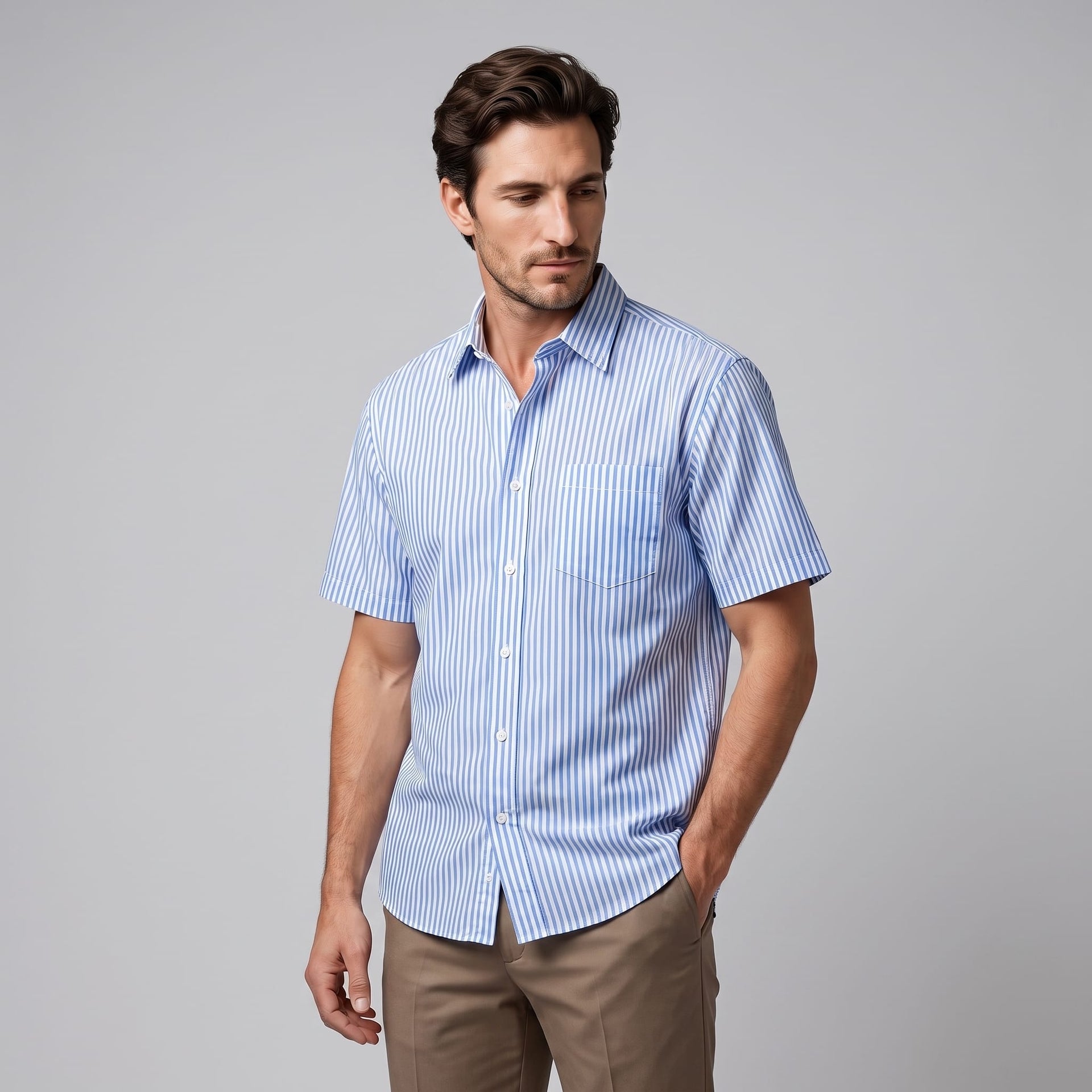 Herren Streifenhemd Oversize Kurzarm | Eckard