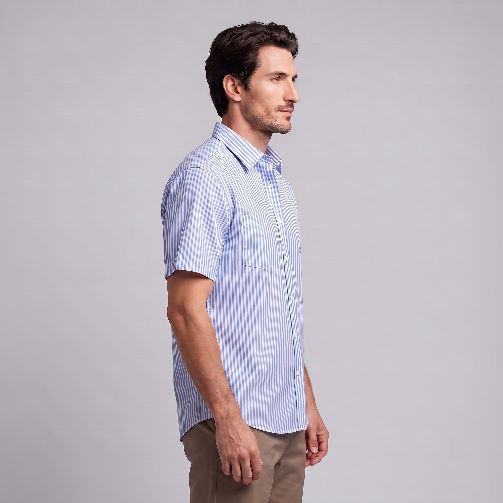 Herren Streifenhemd Oversize Kurzarm | Eckard