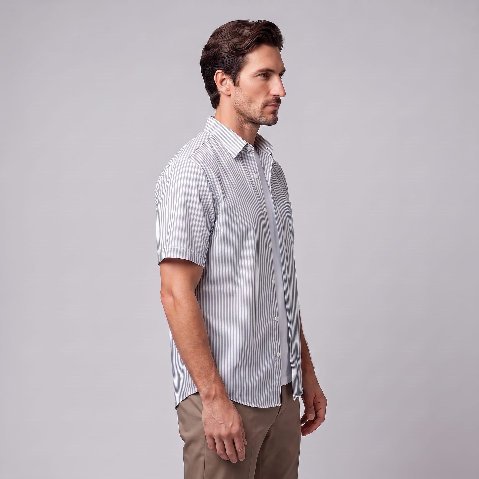 Herren Streifenhemd Oversize Kurzarm | Eckard