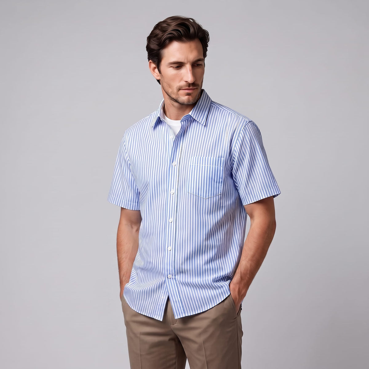 Herren Streifenhemd Oversize Kurzarm | Eckard_7