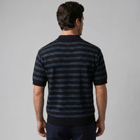 Herren Strickpolo in Häkeloptik mit Streifen | Oskar