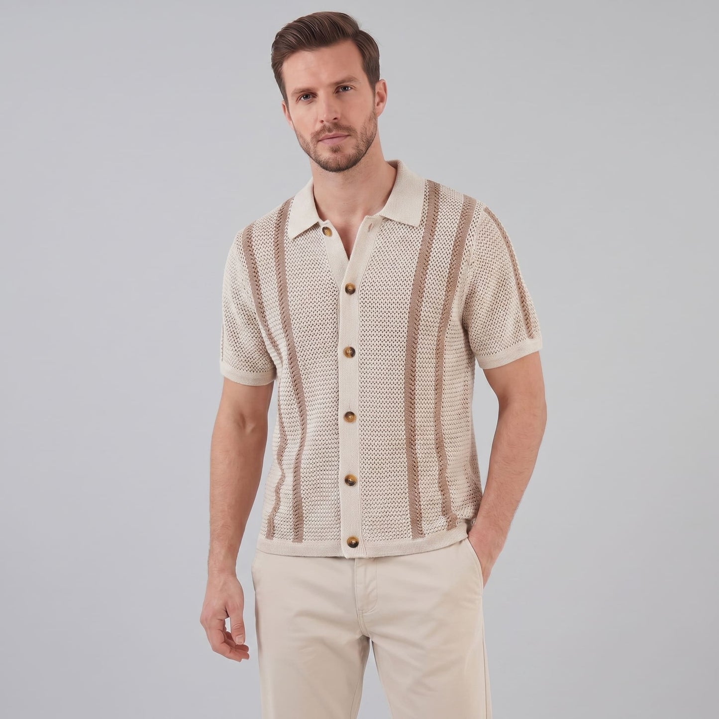 Herren Strickhemd mit Streifen | Justus_1