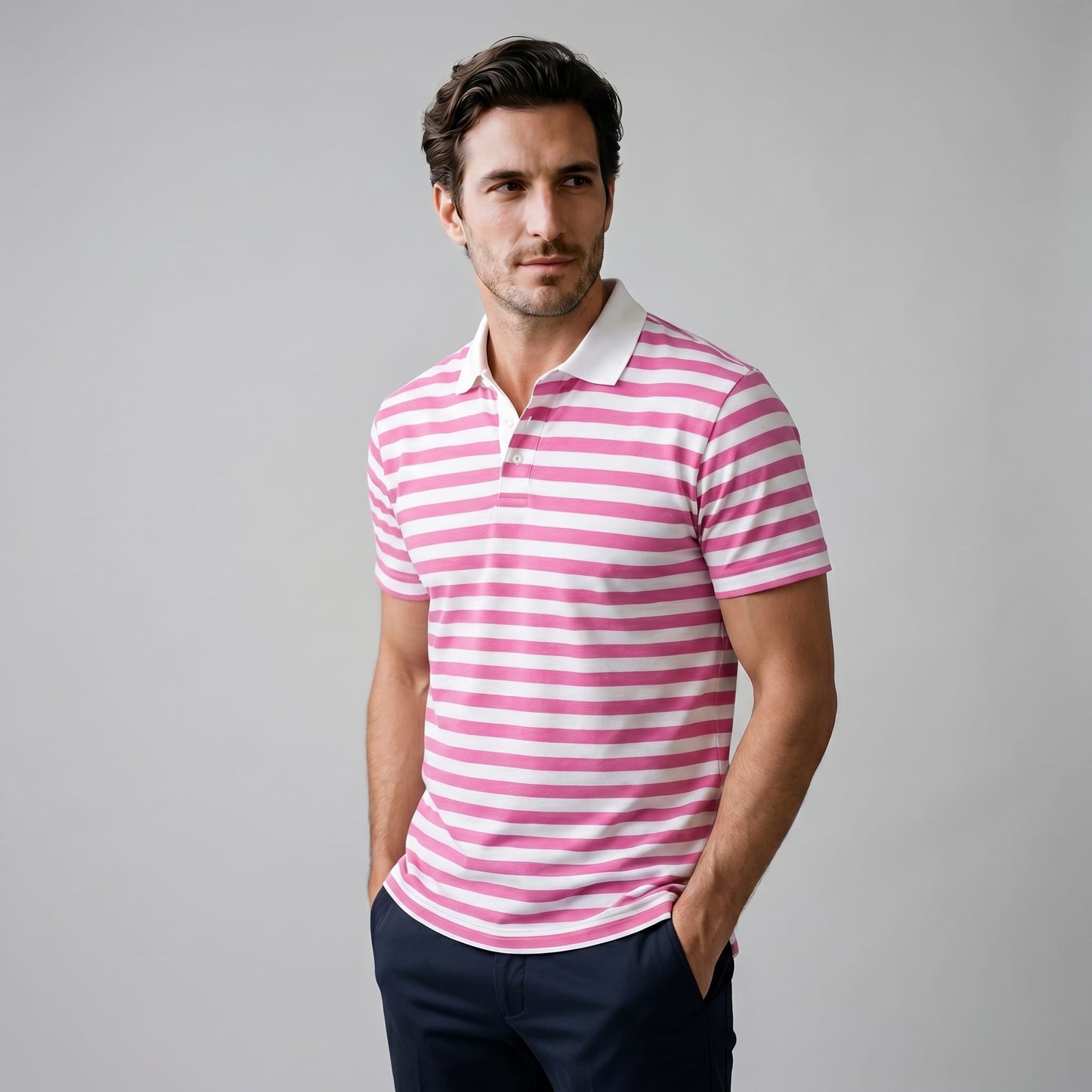 Herren Poloshirt gestreift mit Kontrastkragen | Oswald_12