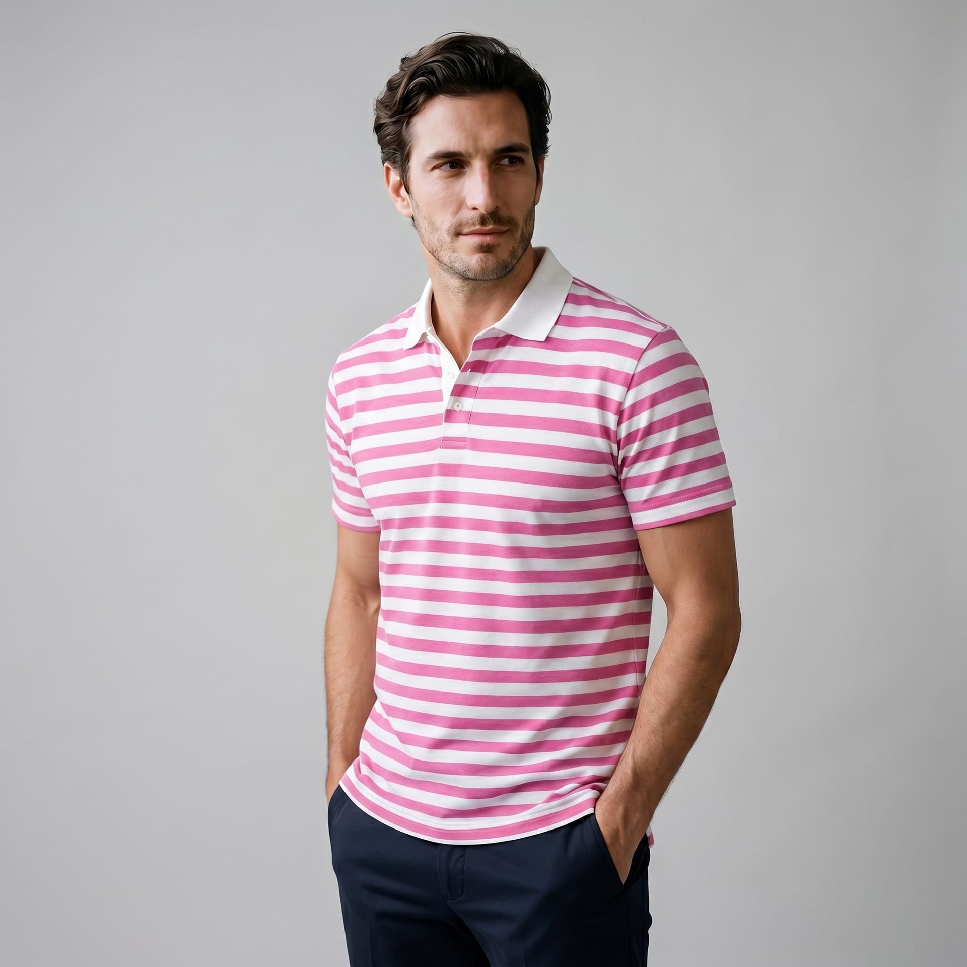 Herren Poloshirt gestreift mit Kontrastkragen | Oswald