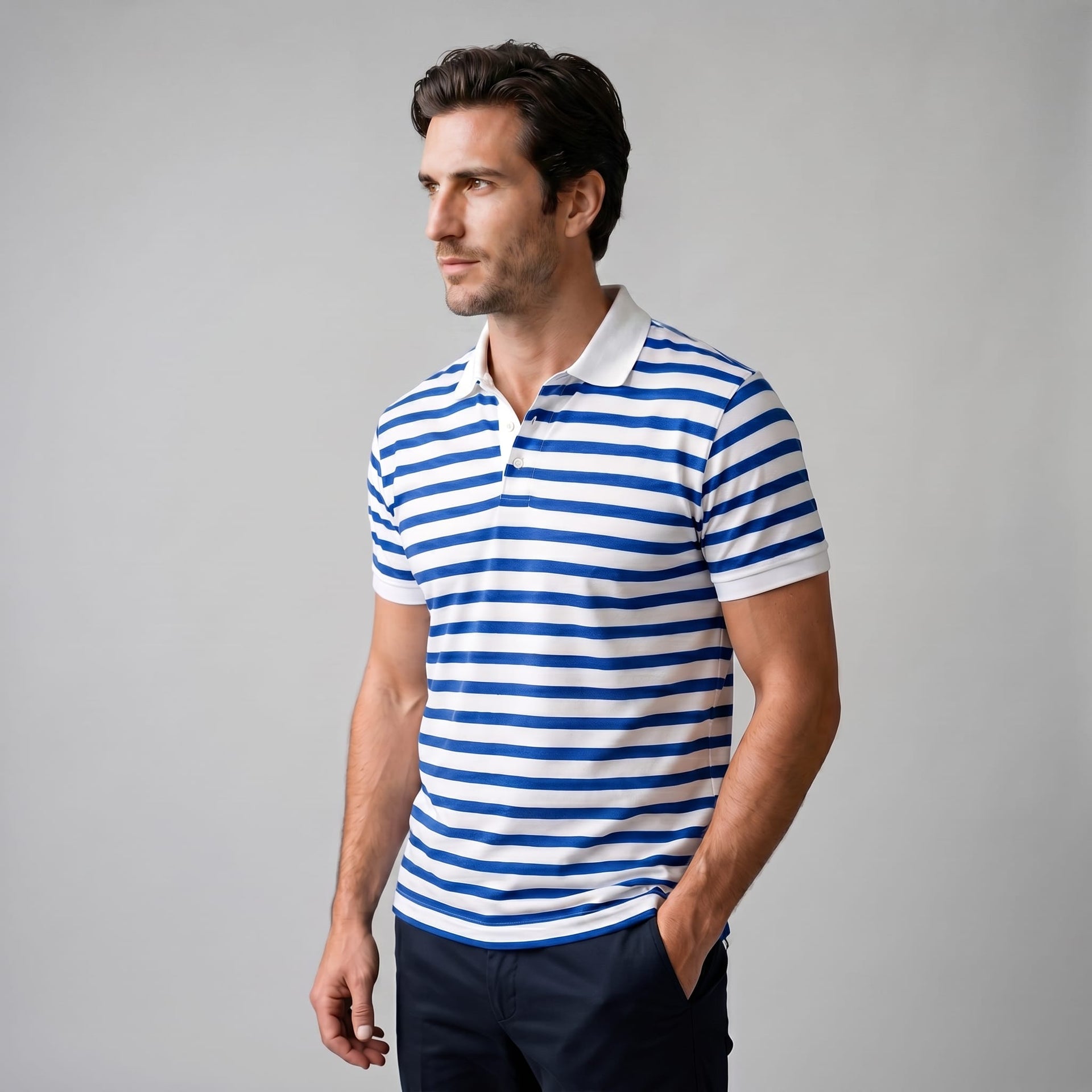 Herren Poloshirt gestreift mit Kontrastkragen | Oswald