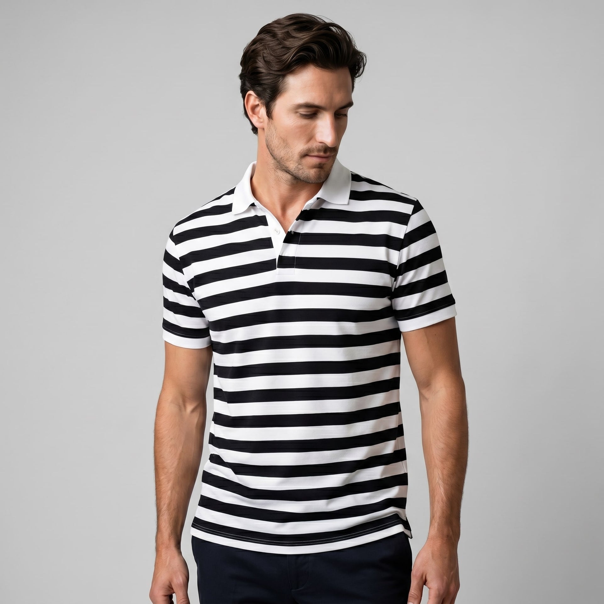 Herren Poloshirt gestreift mit Kontrastkragen | Oswald