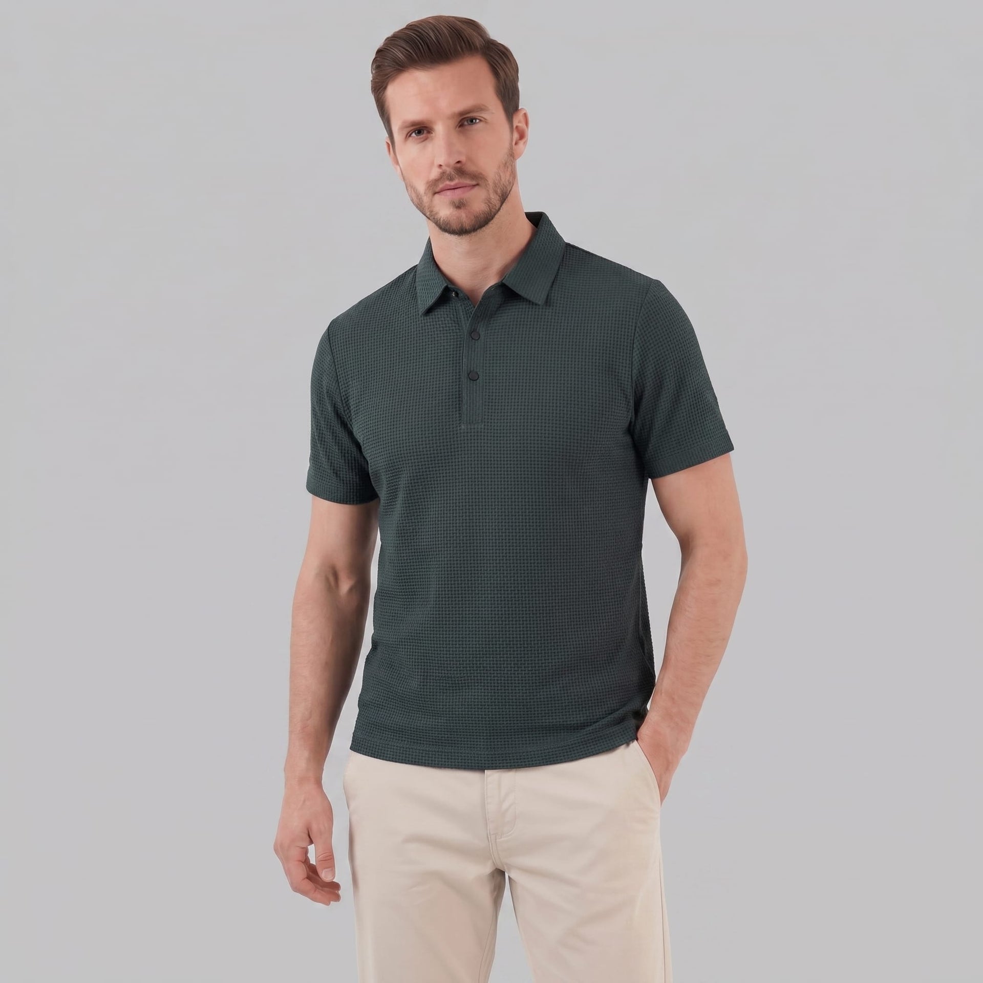 Herren Poloshirt mit Waffelstruktur und Knopfleiste | Otmar