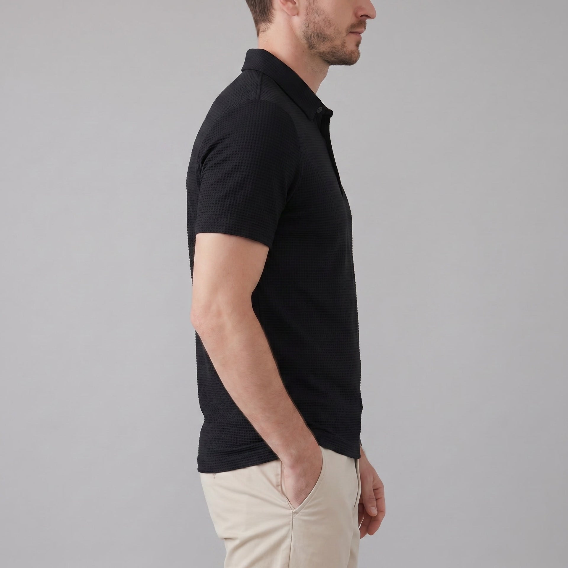 Herren Poloshirt mit Waffelstruktur und Knopfleiste | Otmar