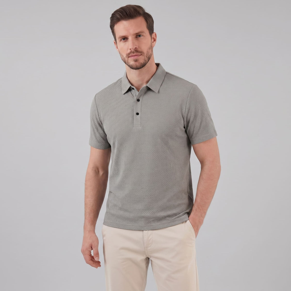 Herren Poloshirt mit Waffelstruktur und Knopfleiste | Otmar