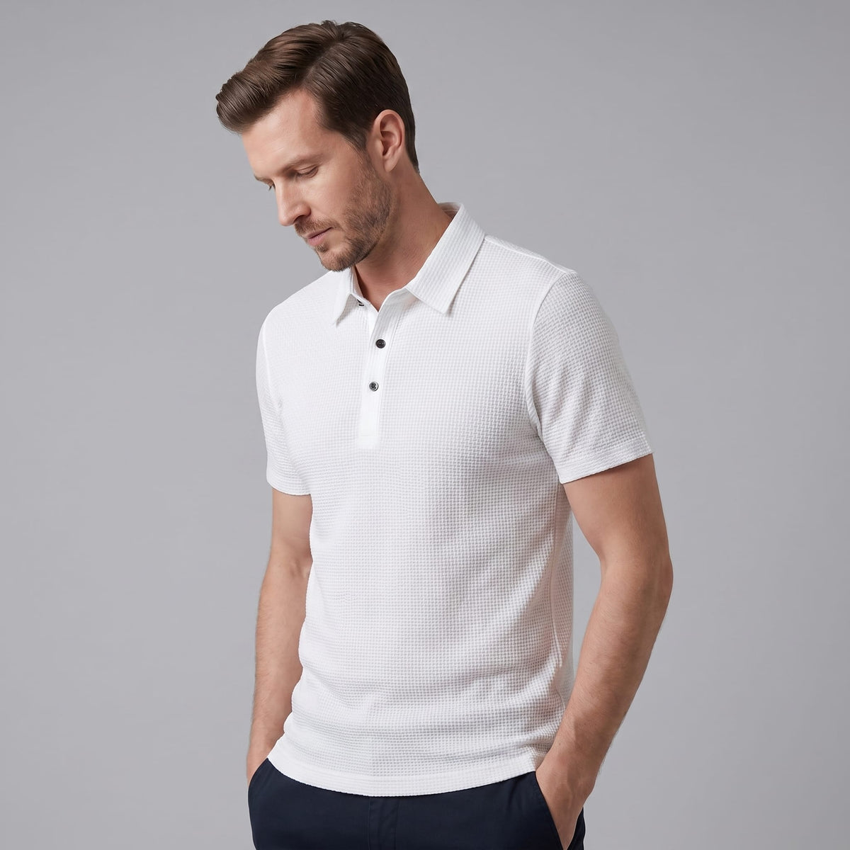 Herren Poloshirt mit Waffelstruktur und Knopfleiste | Otmar