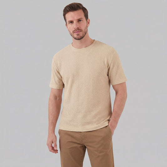 Herren Waffelstrick-T-Shirt mit Rundhals | Kajetan_1