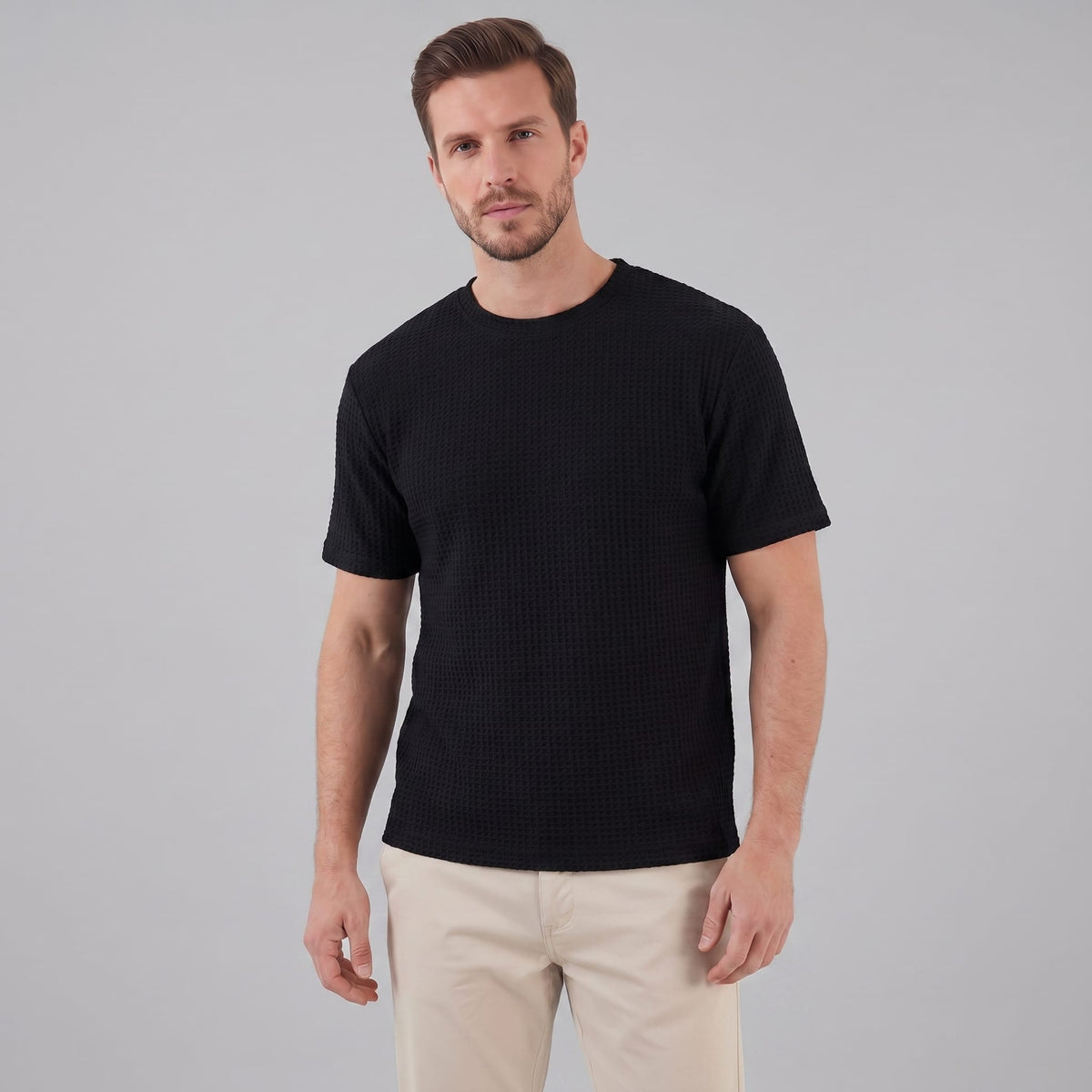 Herren Waffelstrick-T-Shirt mit Rundhals | Kajetan