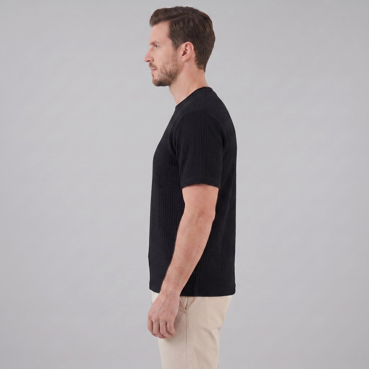 Herren Waffelstrick-T-Shirt mit Rundhals | Kajetan_12