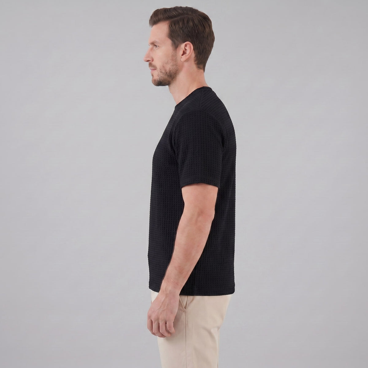 Herren Waffelstrick-T-Shirt mit Rundhals | Kajetan