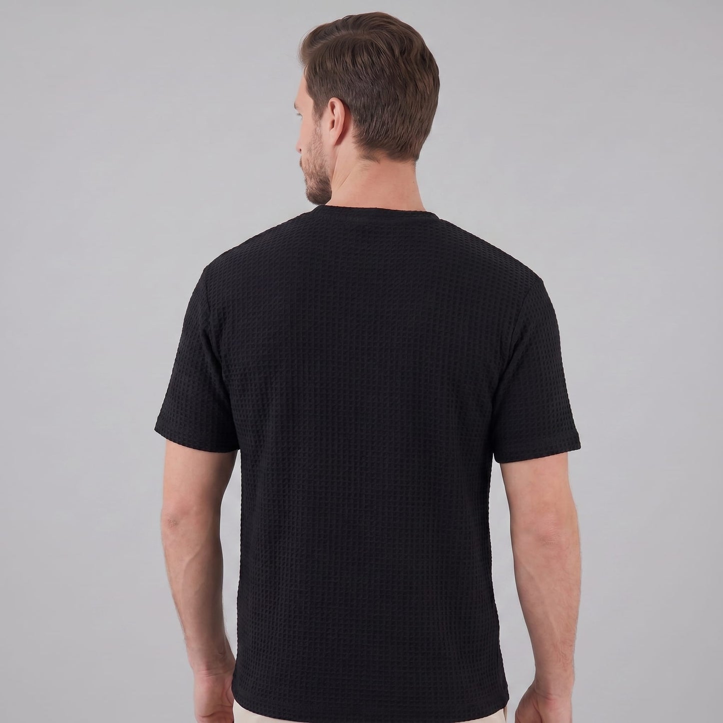 Herren Waffelstrick-T-Shirt mit Rundhals | Kajetan_13