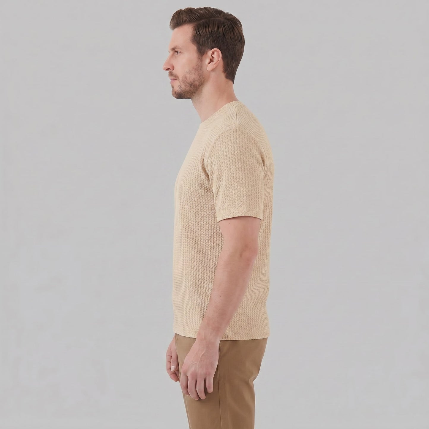 Herren Waffelstrick-T-Shirt mit Rundhals | Kajetan_2
