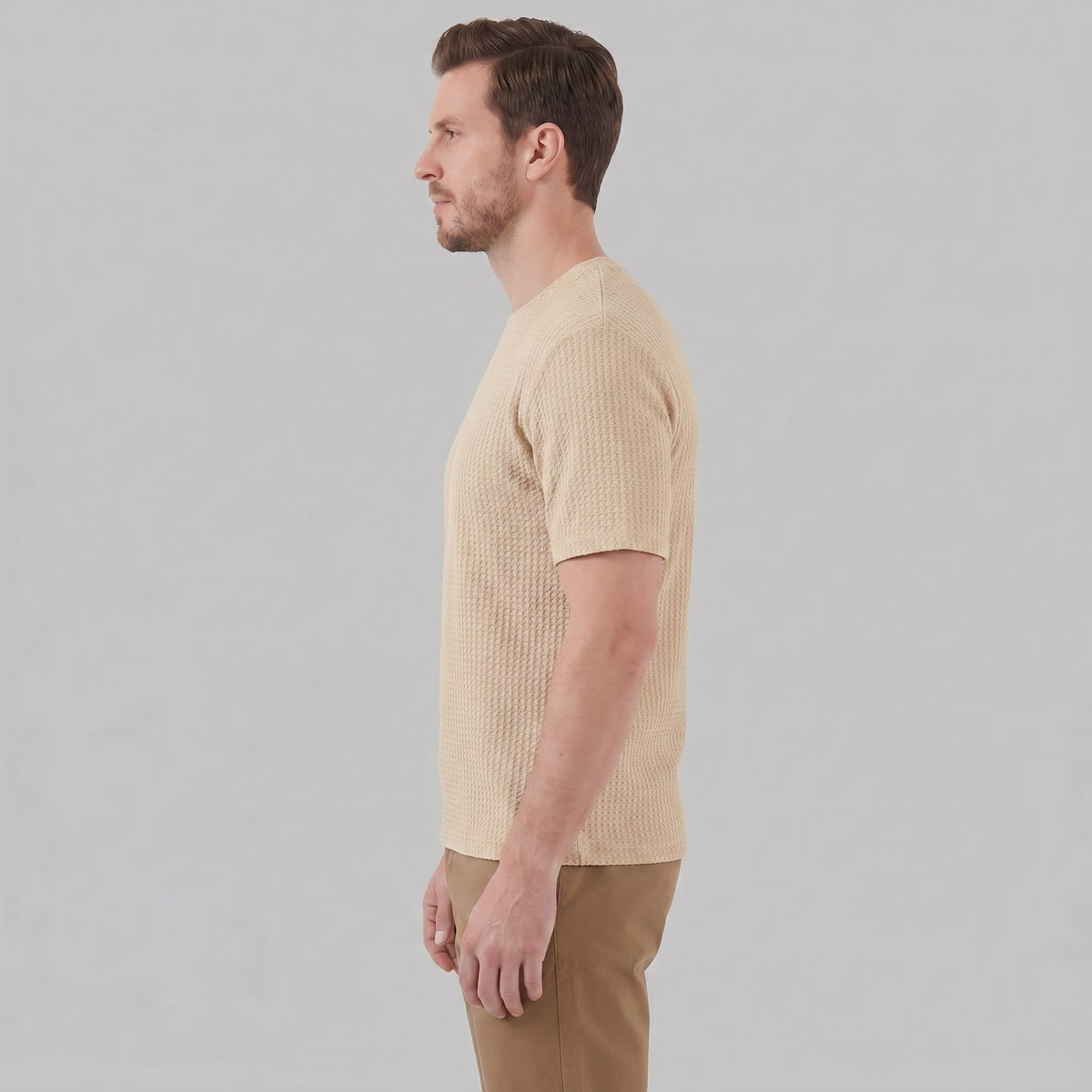 Herren Waffelstrick-T-Shirt mit Rundhals | Kajetan