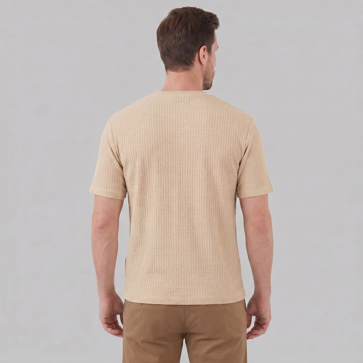 Herren Waffelstrick-T-Shirt mit Rundhals | Kajetan_3